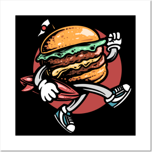 Cartoon Surfer Burger Posters and Art